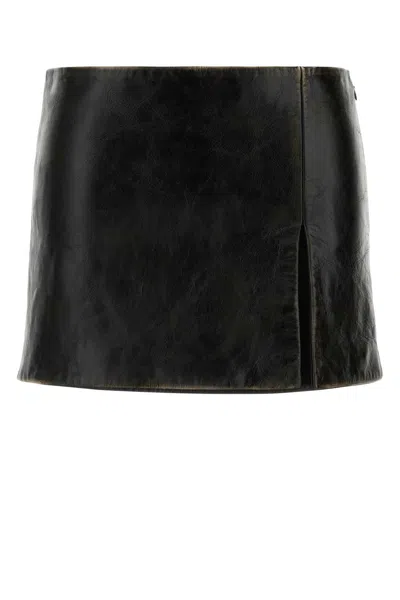 Miu Miu Black Leather Mini Skirt