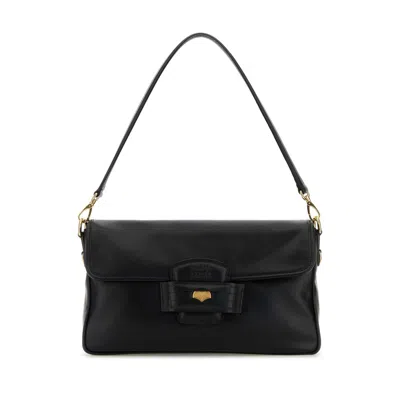 Miu Miu Black Leather Penny Shoulder Bag