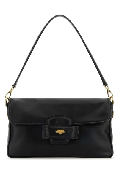 Miu Miu Black Leather Penny Shoulder Bag In White