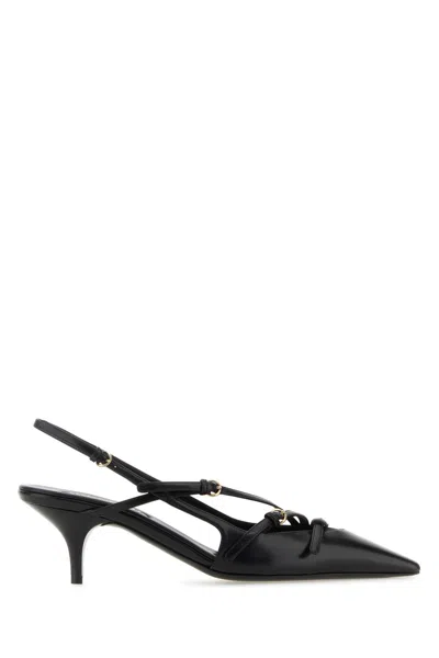 MIU MIU MIU MIU BLACK LEATHER PUMPS