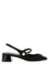 Miu Miu Black Canvas And Leather Pumps In Black