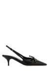 Miu Miu Chic Leather Kitten Heel Pumps With Buckle In Black