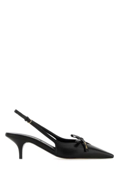 MIU MIU MIU MIU BLACK LEATHER PUMPS