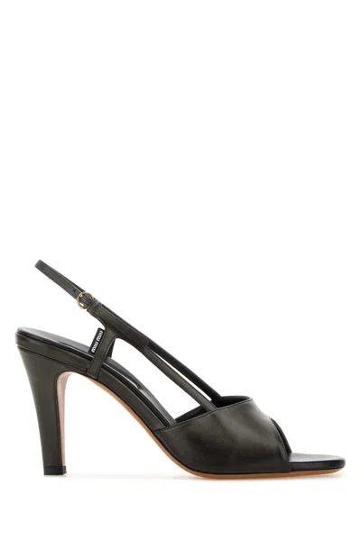 Miu Miu Black Leather Sandals