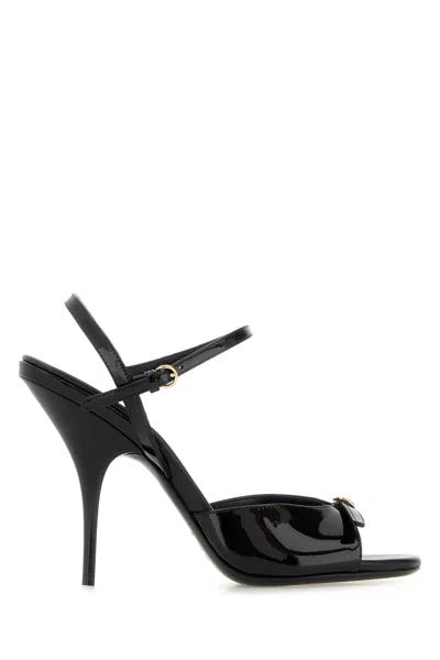 MIU MIU BLACK LEATHER SANDALS