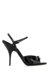 Miu Miu Black Leather Sandals In Animal Print