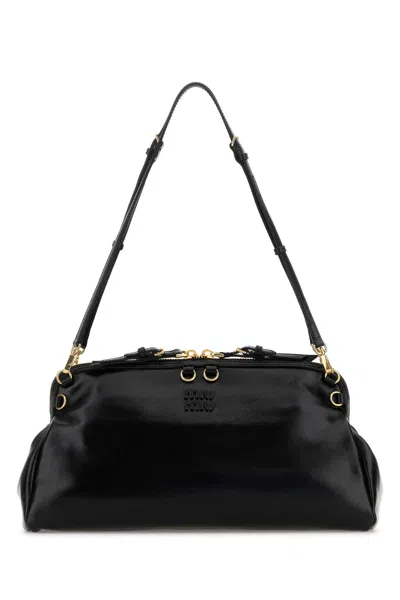 MIU MIU BLACK LEATHER SHOULDER BAG