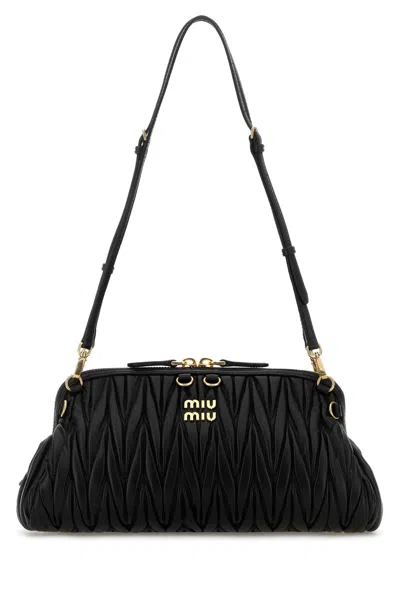 Miu Miu Quilted Leather Shoulder Bag With Adjustable Strap In Brown