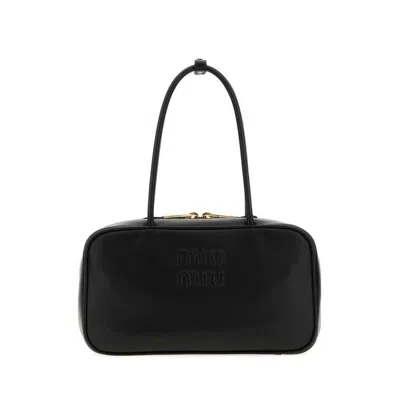 Miu Miu Black Leather Shoulder Bag Nero Borse A Mano