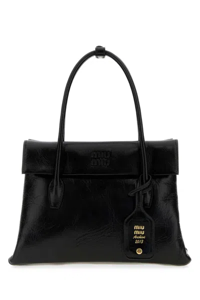 Miu Miu Black Leather Solitaire Handbag