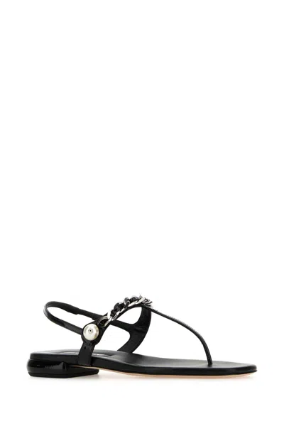 Miu Miu Classic Leather Thong Sandals For Women In Black