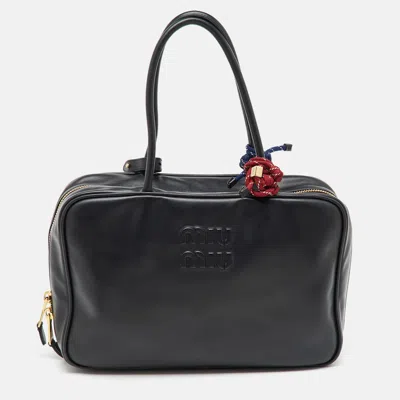 Pre-owned Miu Miu Black Leather Top Zip Beau Satchel