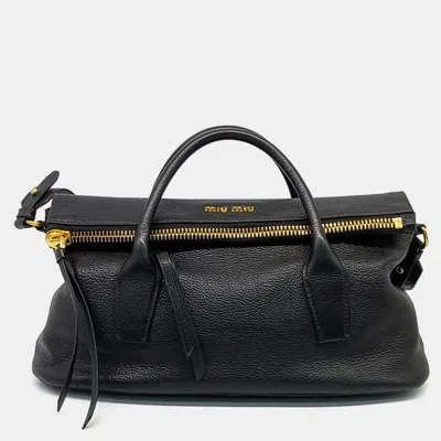 Pre-owned Miu Miu Black Leather Tote And Shoulder Bag