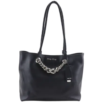Pre-owned Miu Miu Black Leather Tote Bag ()