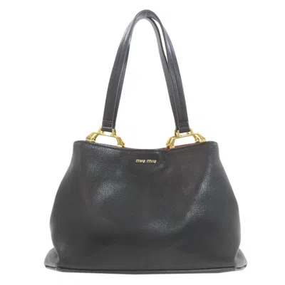 Pre-owned Miu Miu Black Leather Tote Bag ()