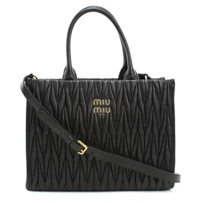 Pre-owned Miu Miu Black Leather Tote Bag ()
