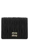 Miu Miu Quilted Leather Wallet Snap Button In Black