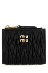 Miu Miu Quilted Leather Wallet Gold-tone Hardware In Black