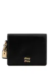 Miu Miu Black Leather Wallet In Black