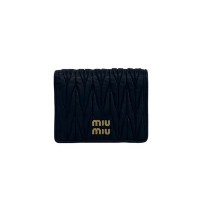 Pre-owned Miu Miu Black Leather Wallet (bi-fold) ()