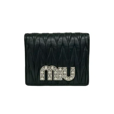 Pre-owned Miu Miu Black Leather Wallet (bi-fold) ()