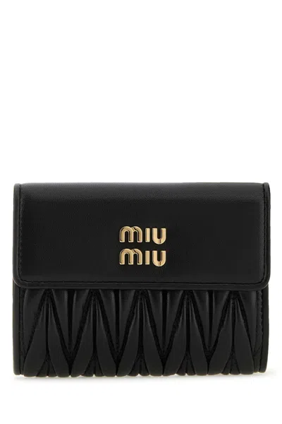 Miu Miu Black Nappa Leather Wallet In Nero