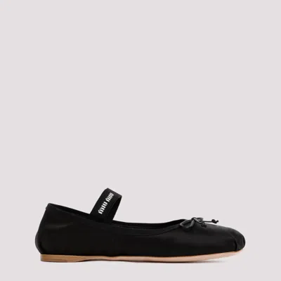MIU MIU BLACK LOGO BALLET FLATS