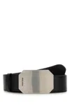 Miu Miu Leather Belt Adjustable Rectangular Buckle In Black