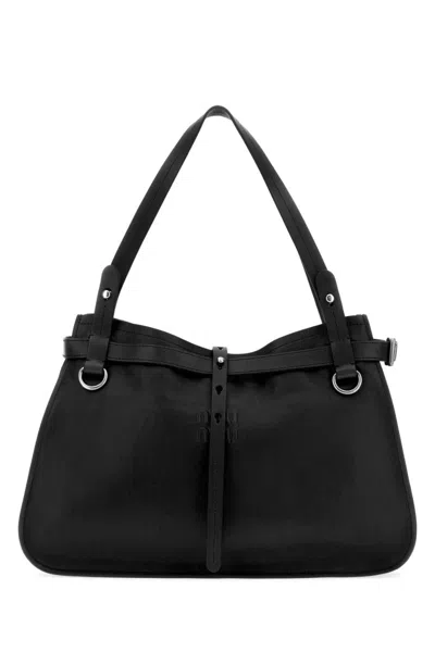 Miu Miu Leather Flat Shoulder Bag In Black