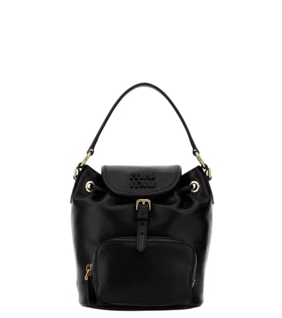 Miu Miu Black Logo Mini Backpack