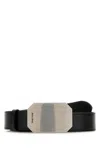 Miu Miu Leather Belt Adjustable Rectangular Buckle In Black