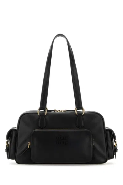 MIU MIU BLACK LOGO SHOULDER BAG