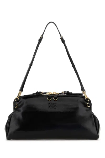MIU MIU BLACK LOGO SHOULDER BAG
