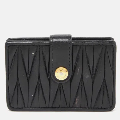 Pre-owned Miu Miu Black Matelassé Leather Card Case