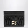 Miu Miu Black Matelassé Leather Cardholder In Black