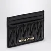 MIU MIU BLACK MATELASSÉ LEATHER CARDHOLDER