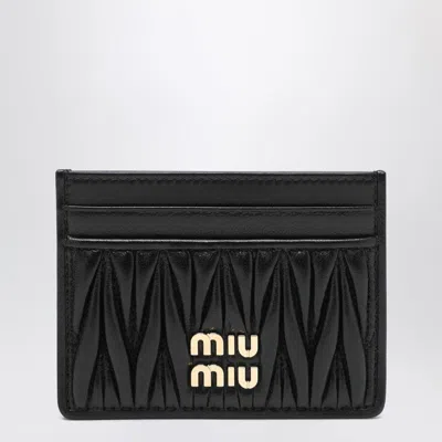 Miu Miu Black Matelassé Leather Cardholder Women