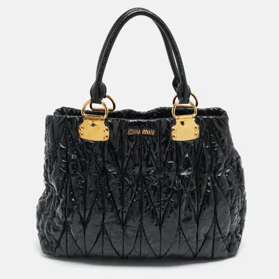 Pre-owned Miu Miu Black Matelasse Patent Leather Open Tote