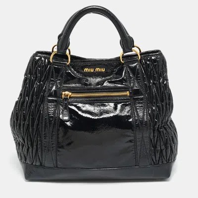 Pre-owned Miu Miu Black Matelassé Patent Leather Tote