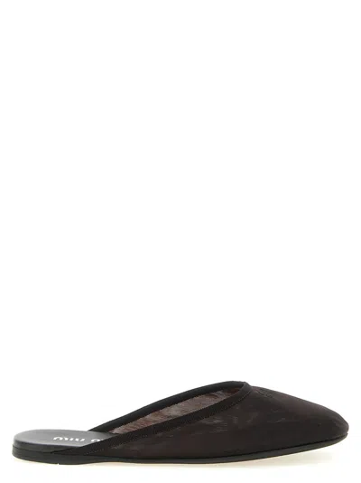Miu Miu Semi-transparent Mesh Slippers In Black