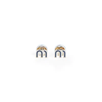 Miu Miu Black Metal Earrings In Metallic
