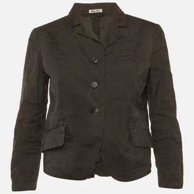 Pre-owned Miu Miu Black Metallic Cotton Shirt M