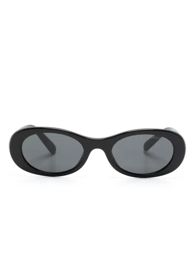 Miu Miu Miu Glimpse Oval-frame Sunglasses In Black
