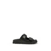 Miu Miu Black Napa Leather / Calf Bos Taurus Slippers In Black