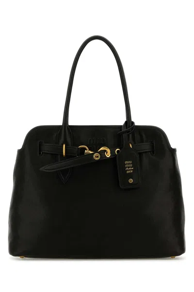Miu Miu Black Nappa Leather Aventure Shopping Bag