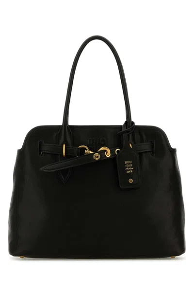 Miu Miu Black Nappa Leather Aventure Shopping Bag