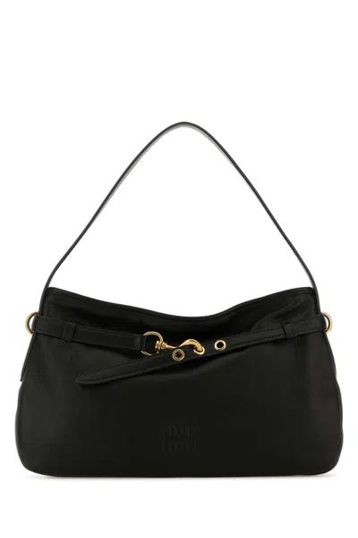 Miu Miu Black Nappa Leather Aventure Shoulder Bag