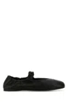 Miu Miu Ruched Nappa Leather Ballet Flats In Black