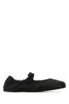 Miu Miu Ruched Nappa Leather Ballet Flats In Black