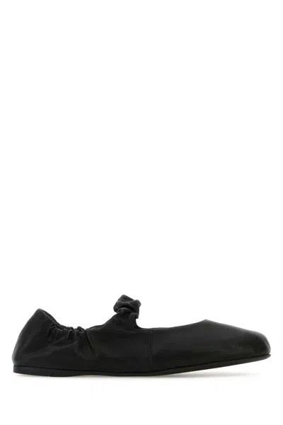 Miu Miu Black Nappa Leather Ballerinas